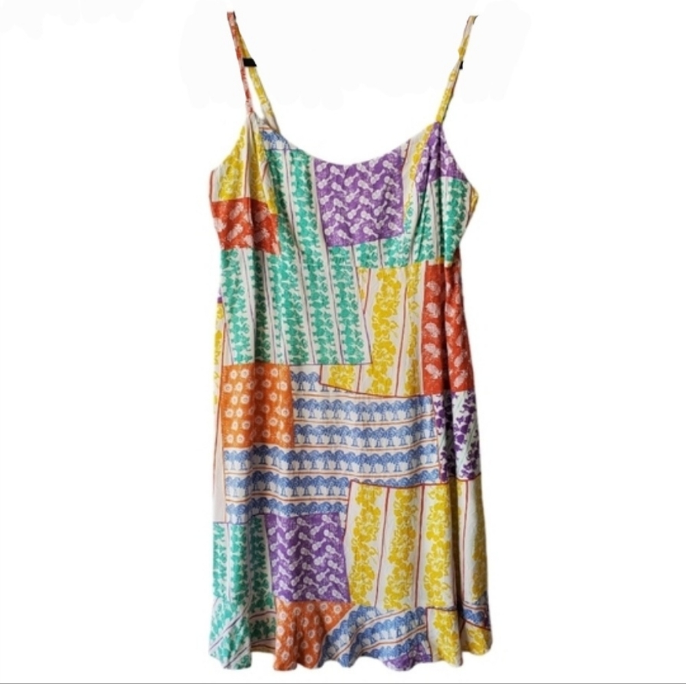 Jams World Dress Women Large Island Patch Colorful Boho Made in Hawai W358IPAT L